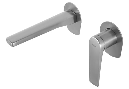 MICE - Grifo monomando empotrado para lavabo hecho de latón - Monomando para lavamanos - Grifor empotrados de baño Color Acero Inox. Cepillado