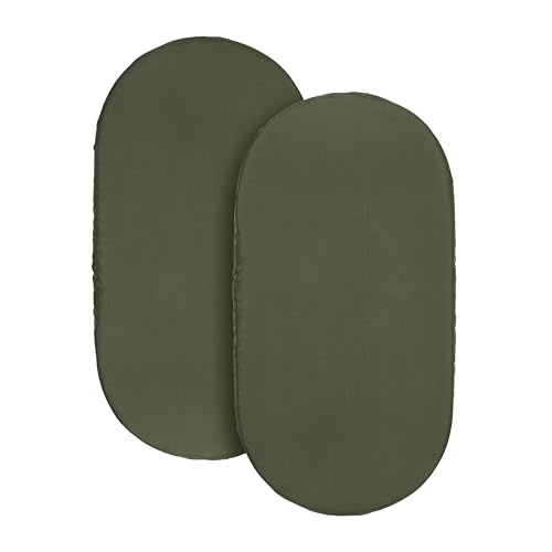 Image of Sweet Jojo Designs 2-Piece Baby Bassinet Sheets Set (Solid Dark Green) for Boys /Girls, Infant Newborn Nursery, Oval, Rectangle & Hourglass Mattress (Gender Neutral, Forest, Hunter, for Woodland Camo)