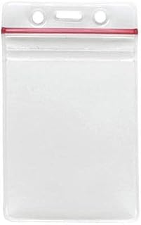 10 Pack - Clear Lightweight Vinyl Badge Holder with Resealable Red Zipper by Specialist ID - Vertical