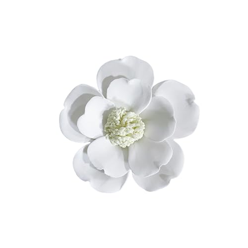 Image of Ceramic Flower Wall Art Decor, Artificial Flower Wall Sculpture,Handmade Ceramic Flowers for Home,Hallway,Living Room, Kitchen,Bathroom (White,Osmanthus, 5.12 inch)