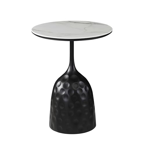 Image of The Attic Neena Round End Table Compact Bedroom Style,Black