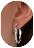 925 Sterling Silver Hoop Earrings for Women | Twisted Hoop Earrin...