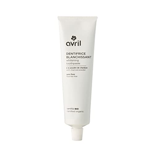 Avril - Dentifricio sbiancante - Polvere di carbone - Aloe Vera Bio - Senza Fluoro - Gusto Menta Fresca - Certificato Bio Ecocert - 99% di origine naturale - Prodotto vegano, Made in France - 100 ml
