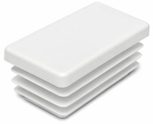 Image of (Pack of 20) Rectangular Plastic Plugs 63 /64 inch x 1-31 /32 inch (25 x 50 mm), Matt Tube Inserts, Fence Post Caps, Pure White RAL 9010