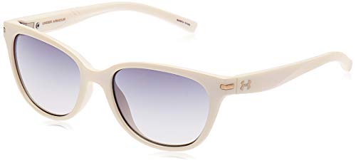 Under Armour Women's Perfect Sunglasses Cateye, White/Gray Gradient Lens, 53 mm