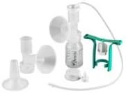 Single HygieniKit Milk Collection System with CustomFit Flange System and One-Hand Manual Breast Pump Adapter