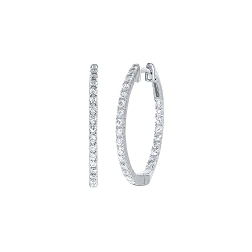 La Joya 1 Carat Lab Diamond Earring Hoops For Women | White Rhodium Plated 925 Sterling Silver Hoops | Beautiful Large Sterling Silver Hoop Earrings For Women | Exceptional Diamond Jewelry For Women #TOP10