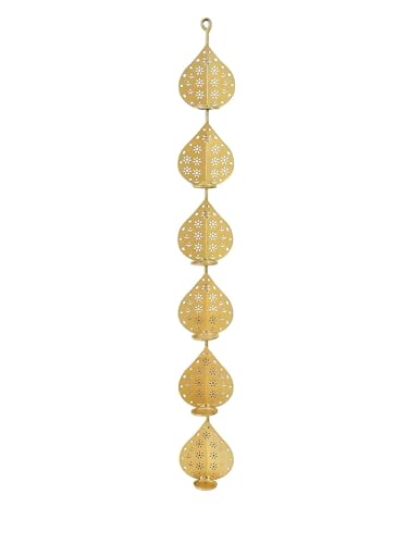 Image of METSY Stylish Metal Cutting Edge Candle Light Holder Leaf in Rectangular Shape | Metal Art | Home Decor Items (Golden Triangular) (Golden Liner)