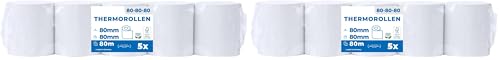 THERMALKING - Rouleau Thermique 80x80x12 [Sans BPA] - Bobine Thermique 80x80 pour imprimante - Rouleau imprimante thermique 80mm x 80m x 12mm - [5x] (Lot de 2)