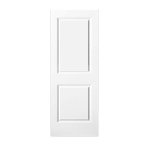 BARNSMITH 30x80 in Raised 2-Panel Square Top Smooth White Primed Molded Door Slab Paintable Hollow Core Interior Door Panel for Swing Pocket Sliding Door Durable and Lightweight
