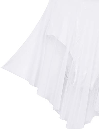 Vastwit Kids Girls Latin Dance Sequined Irregular Hems Tulle Dress Sleeveless Ice Figure Skating Leotard White 12 #TOP6