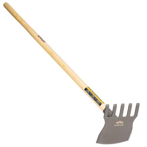 Gemplers Steel Rake Hoe with Wood Handle, 5 Wide Tines,...