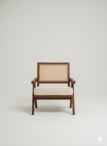 Image of WELL KNOWN Wooden Folding Chair | Portable Foldable Armchair for Balcony, Patio, Living & Drawing Room | Sheesham Wood, Honey Finish (Natural - Rattan)