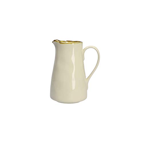 Thun Rose & Tulipani, Brocca Piccola di Colore Avorio in Ceramica con Bordo Dorato, Linea Concerto, Capienza 600ml