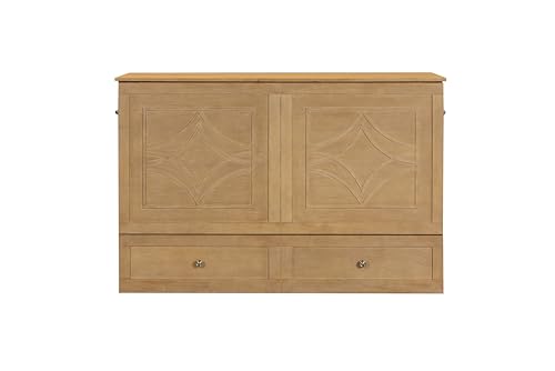 Mega Solutions Breeze Murphy Cabinet Chest Bed with Charging Station 6 Inch, Queen (Light Oak)