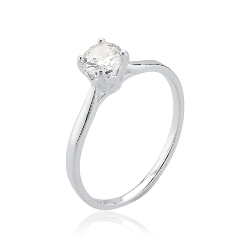 Anel Solitário Liso Prata 925 Pedra Brilhante Presente Namoro Noiva (22)