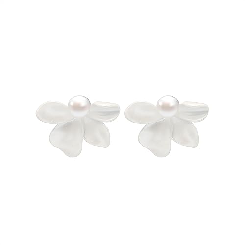 Simple Cute Petal Flower Stud Earrings for Women,Hypoallergenic Lightweight Artificial Pearl Earrings Jewelry Gifts