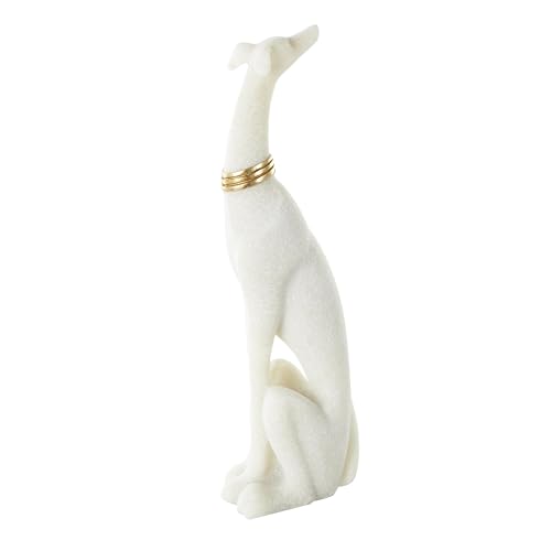 Estatua decorativa de perro crema en polystone 3x4x15 pulg miniatura 7
