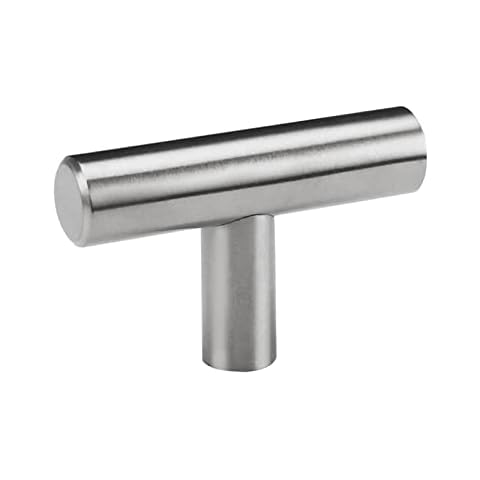 homdiy Brushed Nickel Cabinet Knobs 5 Pack - HD201SN T Bar Cabinet Pull Single Hole with 2in Overall Length Brushed Nickel Cabinet Hardware Knobs Kitchen Metal Drawer Knobs for Bathroom, Closet Cover