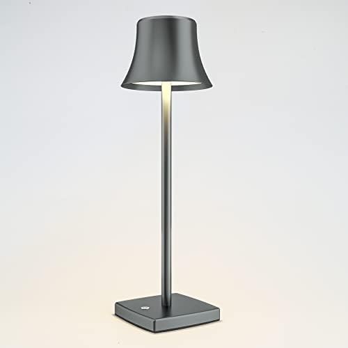 YIKUI Cordless Table Lamps, 5000 mAh Rechargeable Battery Equipped with USB Output Port and 3 Lighting Modes Dimmable LED Desk Lamps, for Restaurant Terrace Bedroom Study Office (Grey)