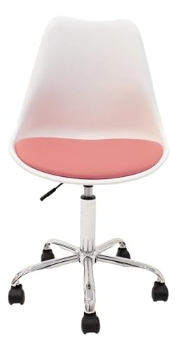 Image of Amazon Brand - Umi Faux Leather Height-Adjustable Modern Revolving Rotary Arm Office Study Desk Chair - Ideal for Spa, Bar, Home - White & Pink Color