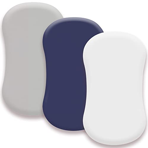 Image of AMROSE 3 Pack Heavenly Soft Bassinet Sheets for Baby Boys, Universal Fitted for Various Cradle and Bassinet Mattress Pad, Silk Touch Gentle Breathable Microfiber, White & Gray & Navy Blue