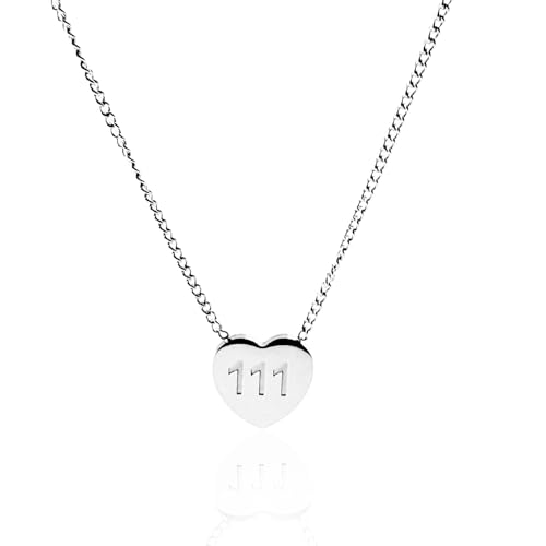 AditiGarden Silver Angel Number 111 Heart Charm Pendant Necklace
