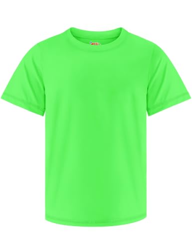 Image of Boys Rash Guard Swim Shirt UPF 50+ Short Sleeve Athletic Shirts Quick Dry Fit Sun Shirt Neon Tees for Kids Girls Youth 2-16Y