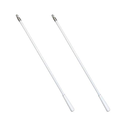 INCAUCA 43 cm Fiberglas-Jalousienstab mit Metallhaken, vertikaler Jalousien-Stab Ersatz, 2 Stück, Weiß