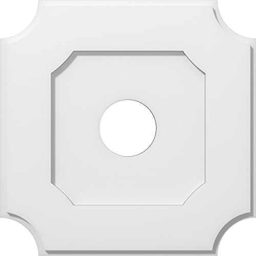 Image of Ekena Millwork CMP18LE-04000 Locke Architectural Grade PVC Contemporary Urethane Ceiling Medallions 18 inchOD x 4 inchID x 10 3 /4 inchC x 1 inchP