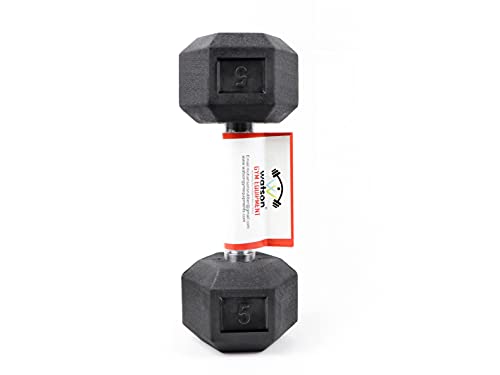 Image of Watson,dumbbell set, Rubber Coated Caste Iron Hex Dumbbell, Anti Slip Grip, 5kg Hexagonal Dumbbell Single Pc For Home Gym Professional Strength Training, Weight Lifting, Workout