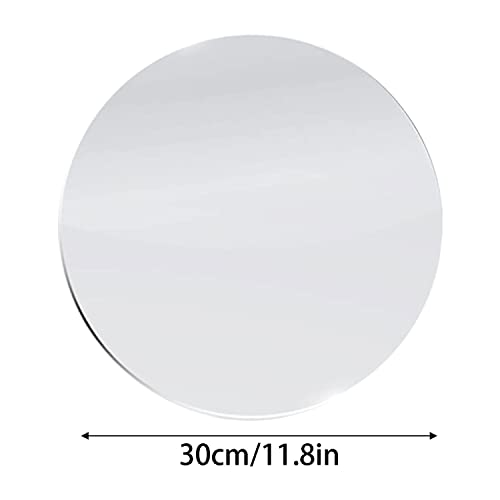 Darenyi 12 Inch Glass Round Mirror, Frameless Wall Mounted Mirror Self Adhesive Circle Mirror, Round Mirror Plate Trays For Home Bathroom Living Room #TOP1