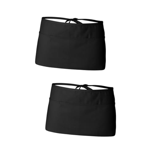 SOLUSTRE 2pcs Three-pocket Half Apron Three-pocket Apron Waiter Apron Bartender Apron Housewarming Apron Restaurant Apron Waist Short Apron Carpenter Apron Carpenters Apron Black Polyester