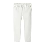 Mud Kingdom Pantalones chinos para niños pequeños, pantalones de algodón de color sólido, botón ajustable, moda casual para la escuela, todas las estaciones 4-12 años, Blanco, 4 años
