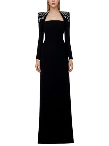 Women's Prom Dress 2025 Diamonds Beaded Handemade Party Gowns Square Neck Elegant Celebrity Formal Evening Dresses