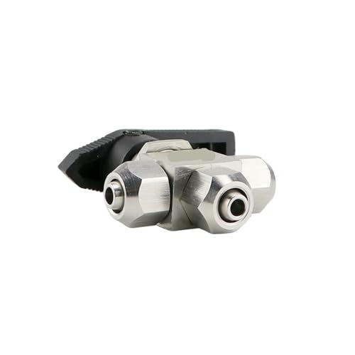 Válvula de bola neumática de 3 vías para tubo PU 10x8mm y conector Twist Fit de acero 5