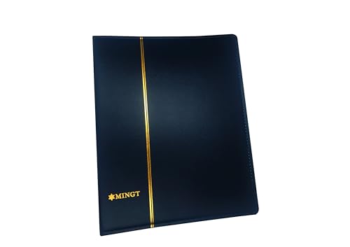 PCCB MINGT 4-Ringe Binder PU Leder Sammlung Album Cover für Banknoten Briefmarken Papier Geld Münzen Sammeln und Zubehör (Blau)