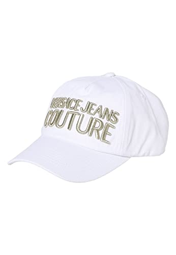 Versace Jeans Couture - Gorra de béisbol (lona), color blanco y dorado, Blanco