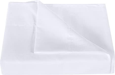 Luxurious Cotton Blend Flat Sheet Breathable And Super Soft White Bed Sheet Great For Home, Hotels, Hospitals, Spas, Salons, & Institutions (1, Twin) #TOP1