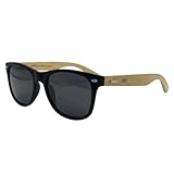 Óculos De Sol Quadrado Retrô Premium - Preto Fosco com Hastes de Madeira ECO, Lente Polarizada UV400, Masculino, Case de Couro Incluso - Modelo Órion, ABÊ CLUB