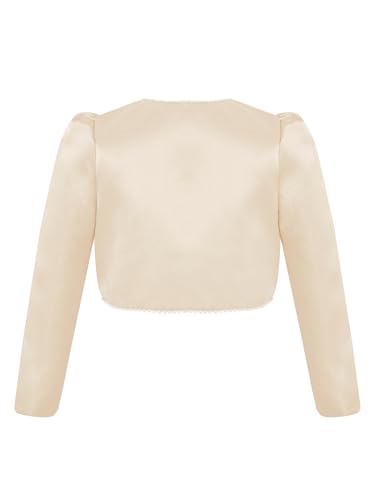 ACSUSS Kids Girls Long Sleeve Bolero Cardigan Shrug Faux Pearl Trim Flower Jacket Open Front Wedding Dress Cover Up2