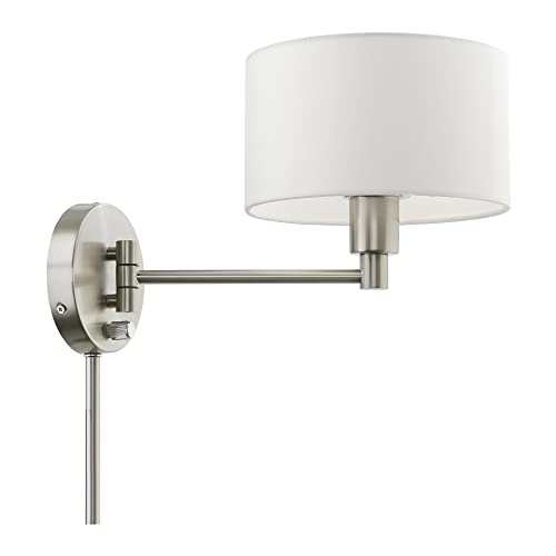 Image of Livex Lighting 40080-07 1 Light Swing Arm Wall Lamp, Bronze with Antique Brass Accent