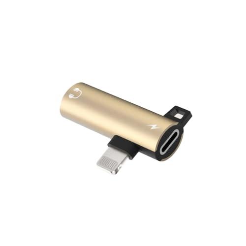 Image of 3.5mm Adapter Lighting to Headphone Charge 2 in 1 Adapter (Gold)