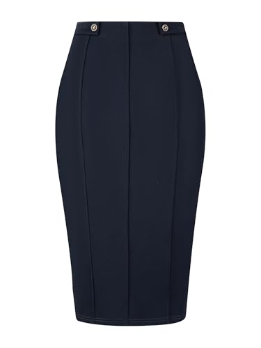 Women's Work Pencil Skirt High Waist Office Stretch Bodycon Midi Skirts