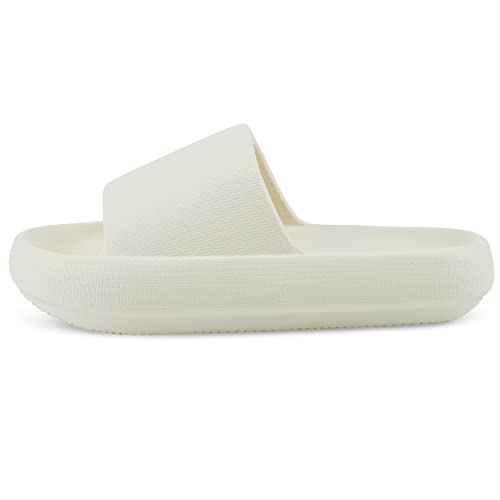 Image of welltree Slides for Women Men Pillow Slippers Non-Slip Bathroom Shower Sandals Soft Thick Sole Indoor and Outdoor Slides