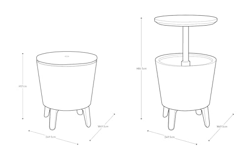 Keter Cool Bar Plastic Outdoor Ice Cooler Table Garden Furniture - white/brown