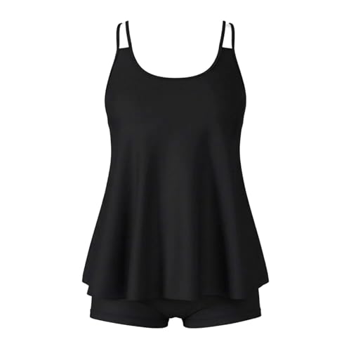 Tankini deux pièces élégant pour vacances à la mer avec jupe fluide à rayures pour femme