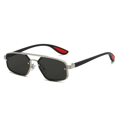 Lunettes de soleil rétro double pont en métal pour homme et femme style polygonal UV400