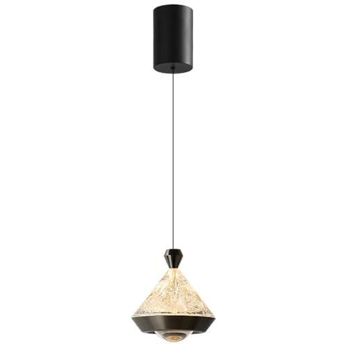 TGVFRIOO Lámpara colgante moderna de acrílico mini para mesita de noche, con diseño de diamante negro perlado, para cocina, estilo minimalista y moderno, ideal para dormitorios y comedores.