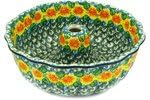 Polmedia Polish Pottery Cake Mould UNIKAT - Marigold Chain Pattern Handmade in Boleslawiec Poland by Ceramika Artystyczna + Certificate of Authenticity